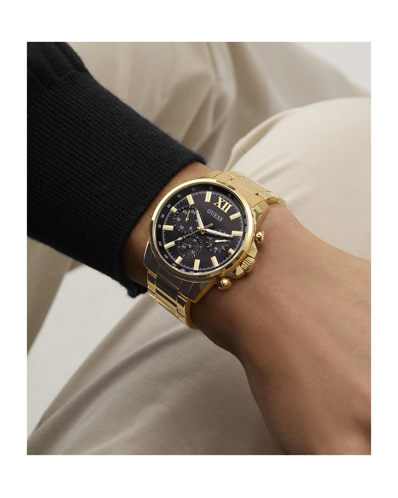 Men’s Gold Steel Black Dial Multi-Function Watch-Guess -7