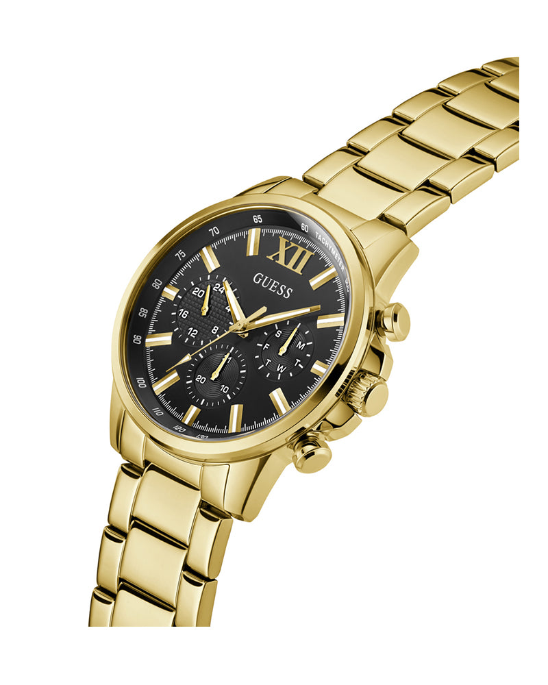 Men’s Gold Steel Black Dial Multi-Function Watch-Guess -7