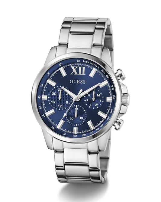 Men’s Silver Steel Blue Dial Multi-Function Watch-Guess-6