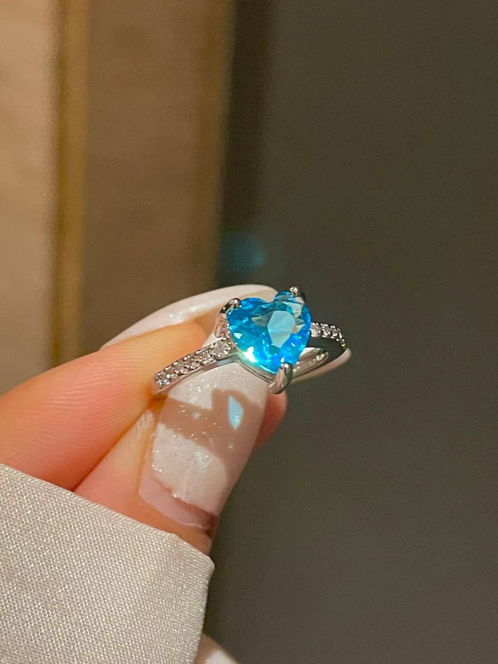 Love Heart Ring- teal blue