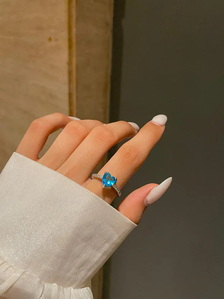 Love Heart Ring- teal blue