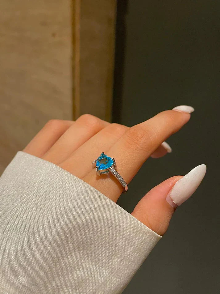 Love Heart Ring- teal blue