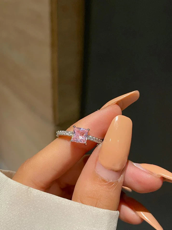 Lily Square cut Ring- pink