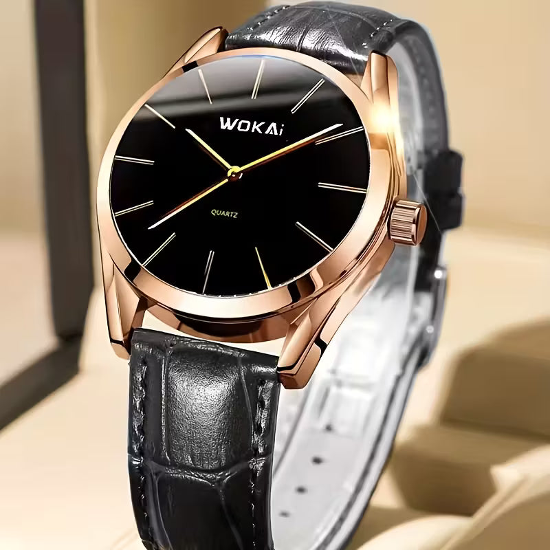 Men's &amp; Women's Elegant Analog Quartz Watch with Brown -like Strap