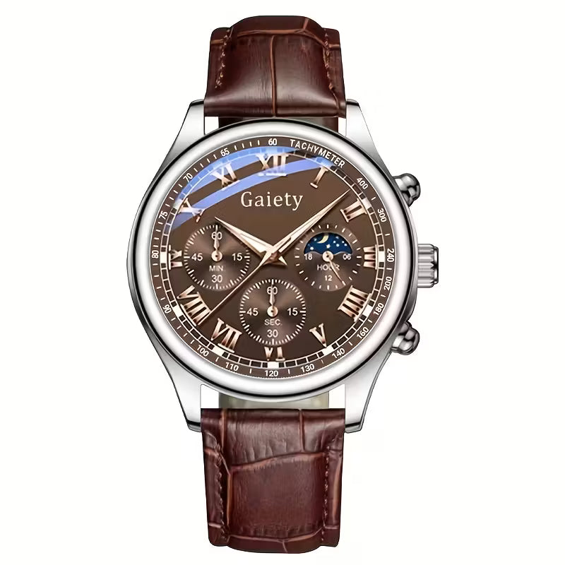 GAIETY Men'S Luxury Quartz Watch with Faux Leather Strap