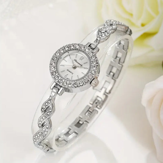 ⏱️ 2pcs Elegant Women’s Quartz Watch Set – Rose Gold with Sparkling Accents