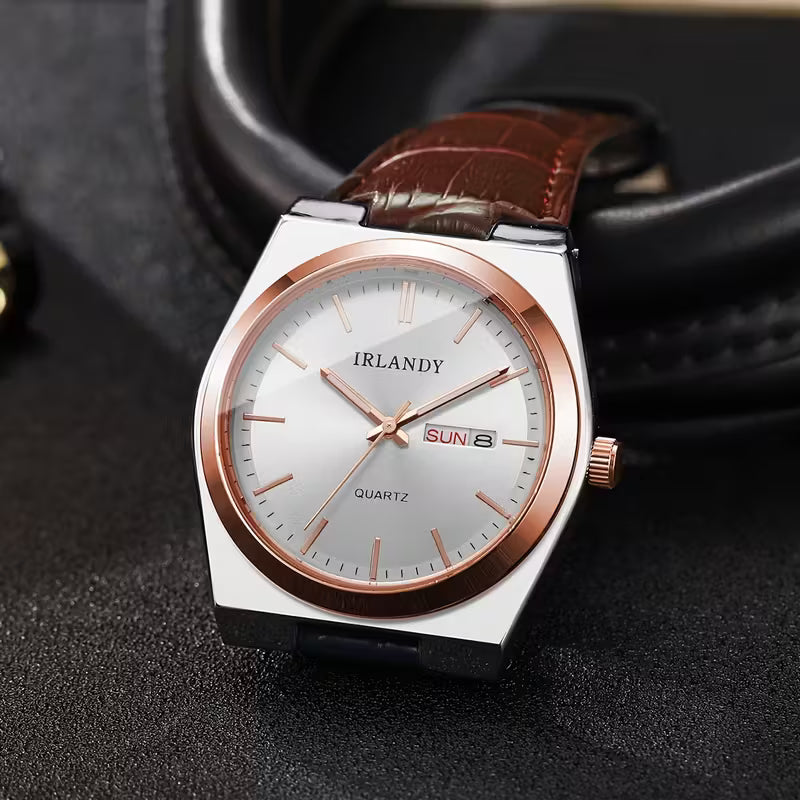 Men's Fashion Minimalist Calendar Dial Quartz Wristwatch
