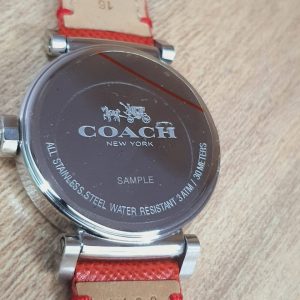 Coach Ladies Analog Dress Quartz Red Leather