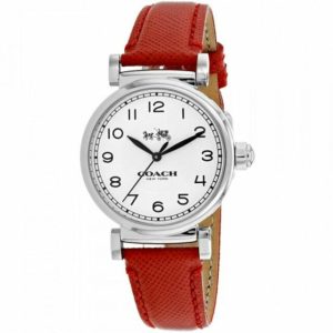 Coach Ladies Analog Dress Quartz Red Leather